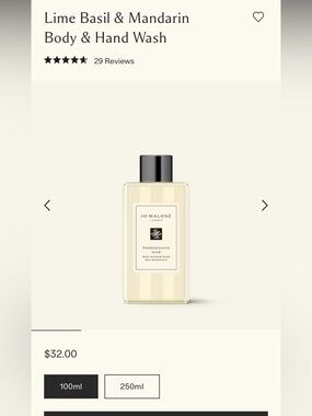 Jo Malone Lime Basil & Mandarin
Body & Hand Wash